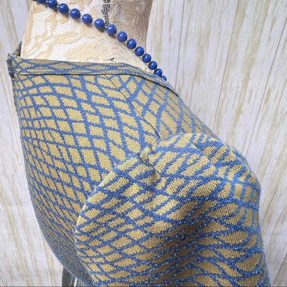 LuLaRoe Amelia Dress w/ Pockets, Zipper Back Blue & Olive Geometric Design - Picture 8 of 16